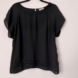 LOFT Eyelet Black Blouse